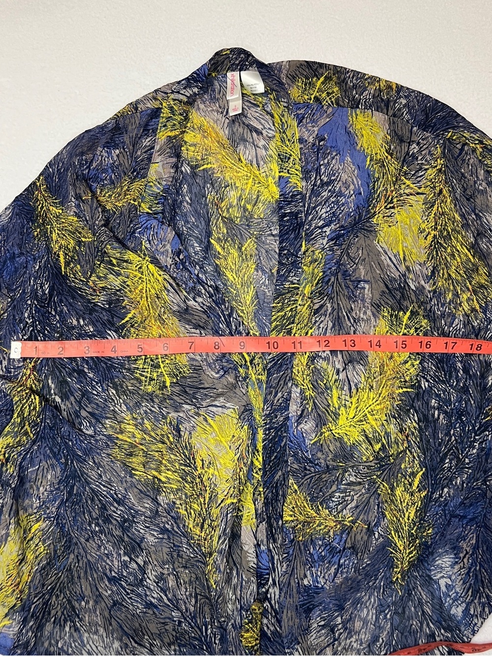 Xhilaration Sheer Open Kimono in Blue and Yellow - Picture 5 of 6